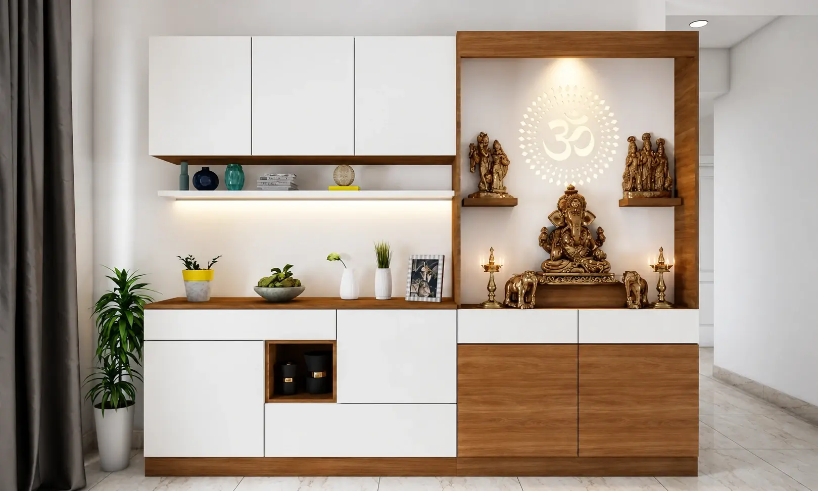 Traditional Pooja Room Space — SK Enterprises Hyderabad